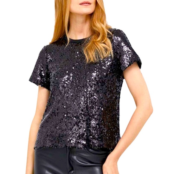 DKNY Black Sequin Top - NEW WITH TAG - Size Small - Picture 1 of 5